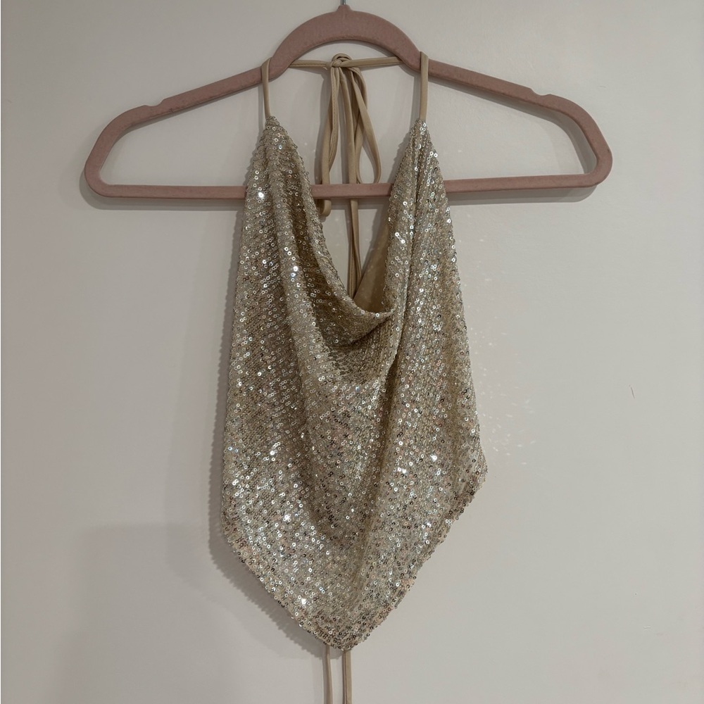 MISTYROSE Sequined Halter Top